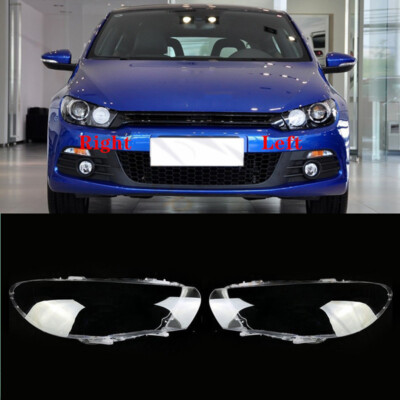 A Pair Front Headlight Lens Shell Cover For Volkswagen Scirocco 2009-2016