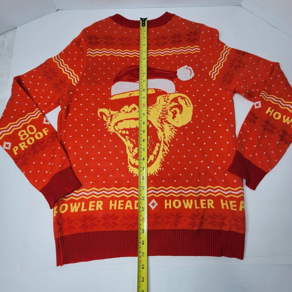 Raro Suéter Howler Head Monkey Spirit Bourbon Whisky Tejido Feo X-Mas Talla M Foto 4 de 4