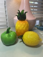 Vintage 3 Piece MCM Murano Style Art Glass Fruit Lot  With Flaws