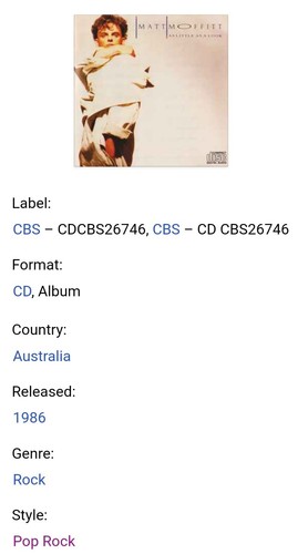 Matt Moffitt Cd 1986 - As Littlle As A Look# Australia CDCBS 26746 #Pop Rock - Bild 15 von 16