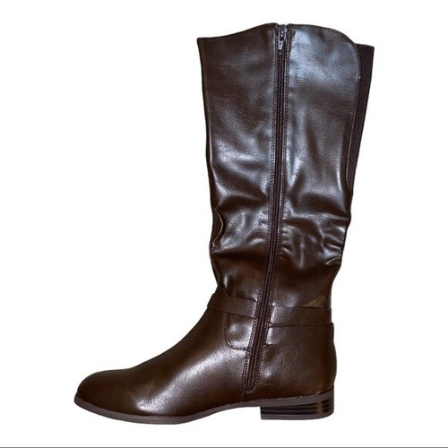 Style & Co Kindell Faux Leather Chocolate Brown Riding Boots Size 7.5M New - Picture 3 of 8
