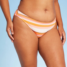 Juniors' Ribbed Cheeky Bikini Bottom - Xhilaration, Orange Striped, XL