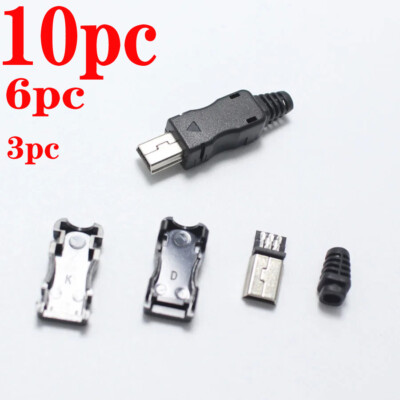 Mini USB 5Pin Port Male Plug Connector Metal with Plastic Cover DIY Charging