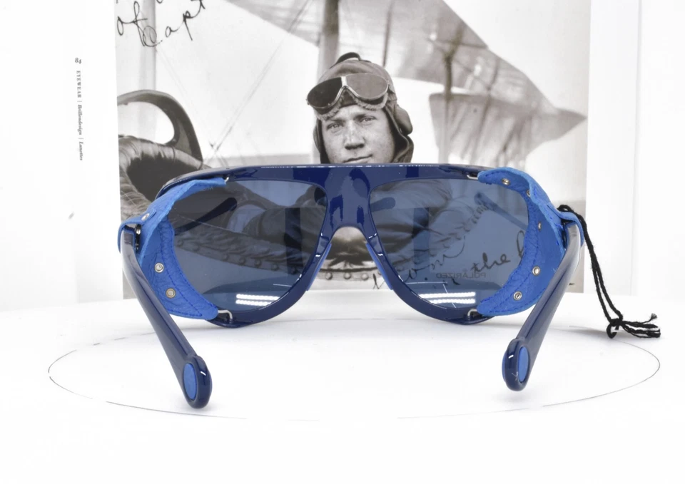Gafas de sol MONCLER azules cuero genuino escudo esquí trekking senderismo 89/90D 3P Foto 4 de 4