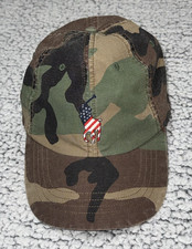Polo Ralph Lauren Hat Cap Green Camo Big Pony USA Flag Patriotic July 4 Rare