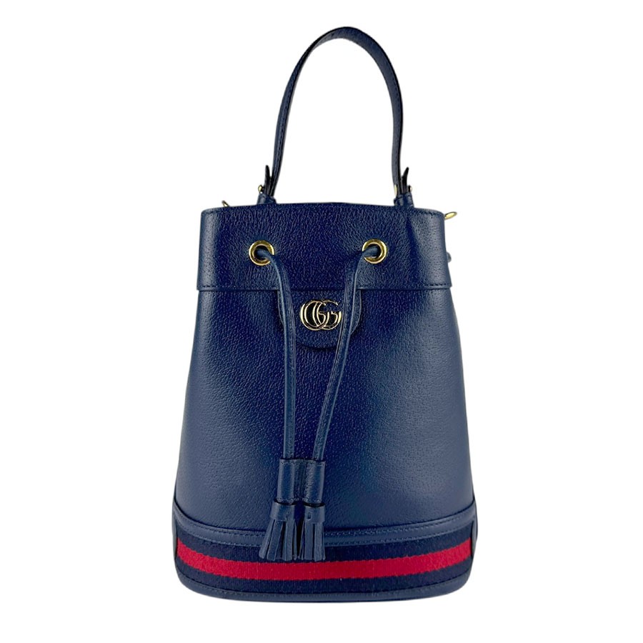 Borsa a tracolla originale Gucci Ophidia borsa a mano blu navy/pelle rossa/to...