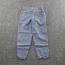 Sundance Linen Blend Pants Womens 6 Blue Button Fly Elastic Waist Casual