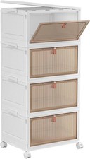 4 Tier Plastic Storage Bins with Lid 28QT - Stackable Storage Containers with Wh