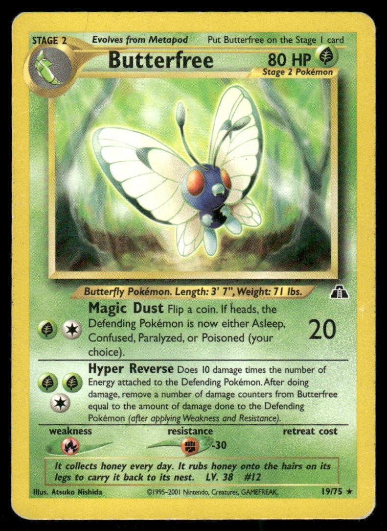 Pokemon Tcg Butterfree #19 Pokemon Neo Discovery LP