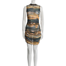 Farm Rio Printed Ruched Mesh Mini Dress Size: XS