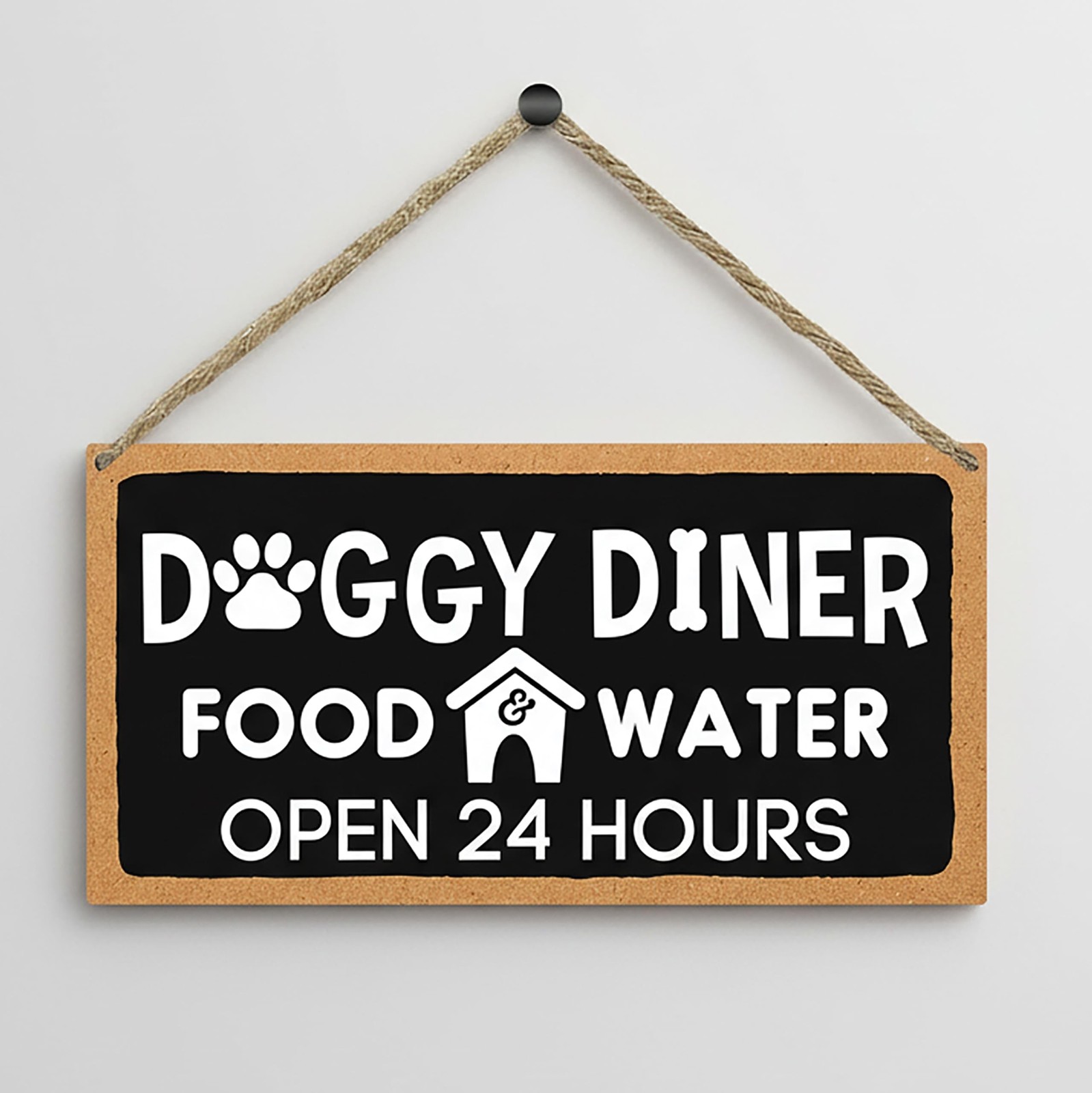 & Water Station Sign, Rustic Black And White ...