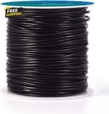 50 Yards 1.5Mm round Genuine Leather Cord Black Leather Cord