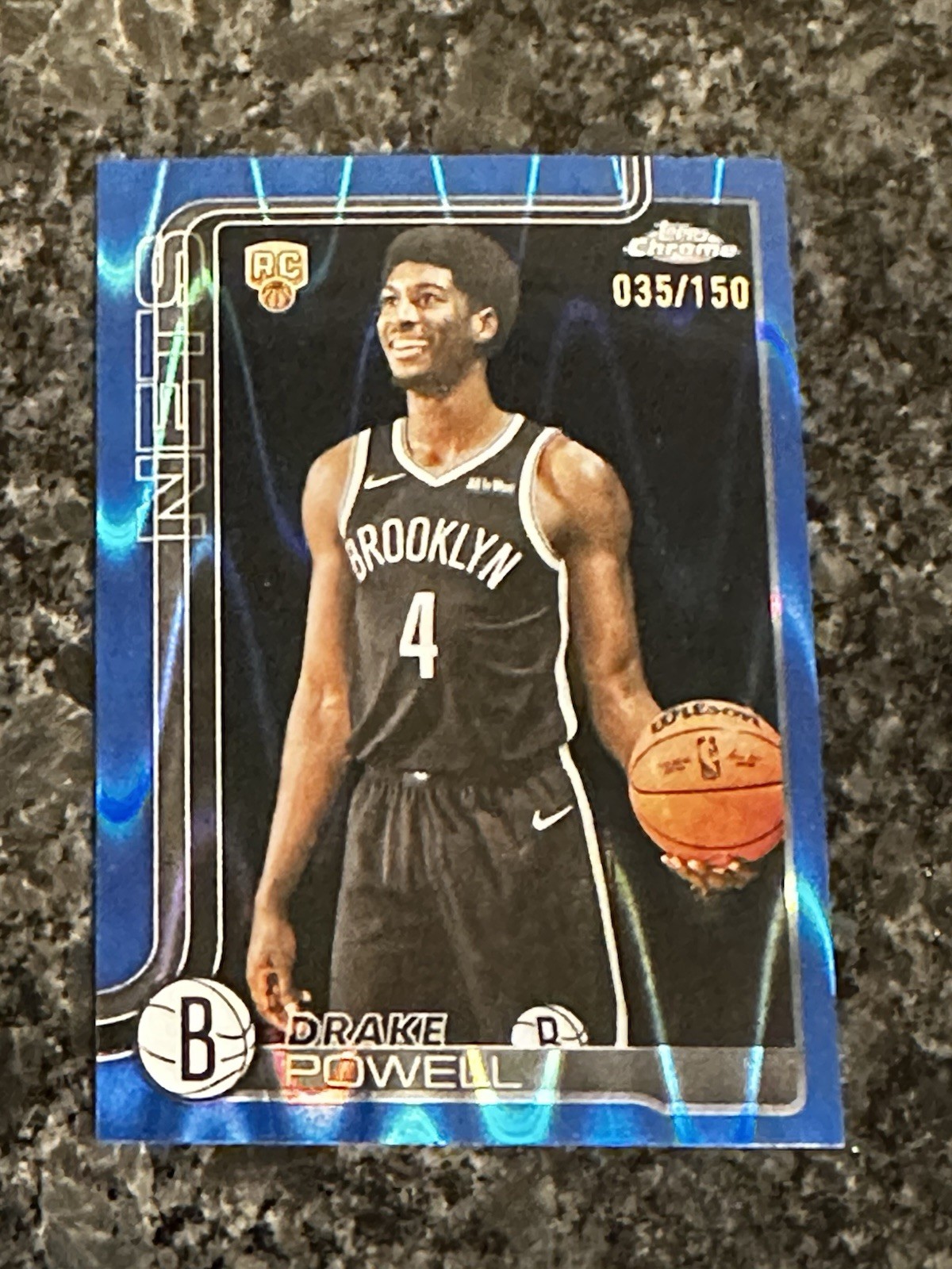 2025-26 Topps Chrome Blue Raywave Refractor Drake Powell #272 Nets RC /150