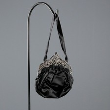 Borsetta da Sera Vintage Raso Nero Argento Italia XX Secolo Originale