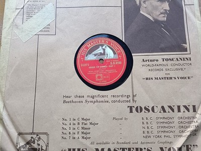 NBC Symphony Orchestra: Adagio For Strings 12'' 78RPM 1947 UK Shellac D.B. 6180