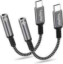 2x Adaptador USB C a conector para auriculares de 3,5 mm Cable dongle tipo C
