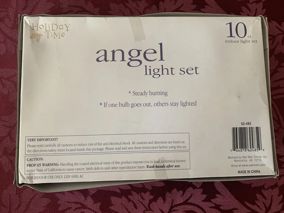 Holiday Time Angel Christmas Tree Light 10 Ct Clear Gold Holding Stars 8ft - Image 2 of 3