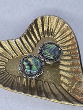 Abalone Shell Ornate Silver Tone Plugs- Iride...