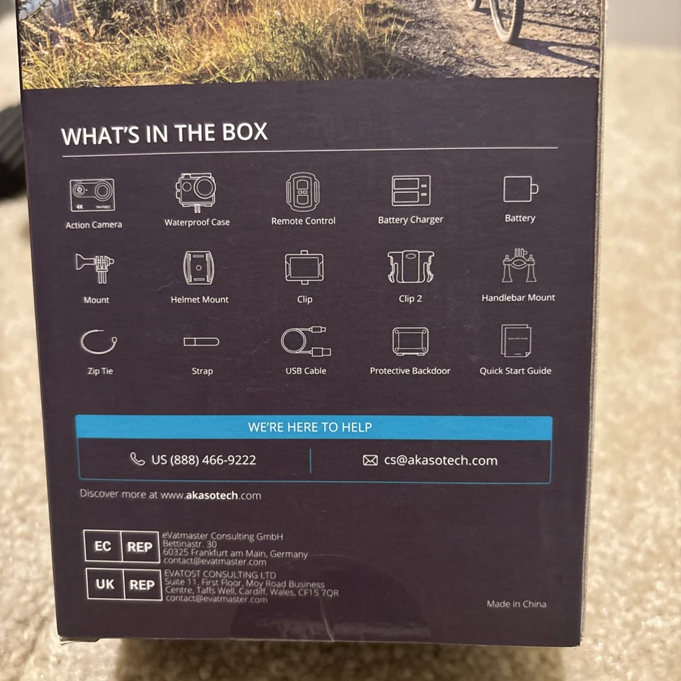 Akaso EK7000 4K 30FPS Waterproof Helmet Action Camera Black New Sealed - Image 4 of 4