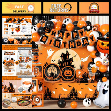 Halloween Birthday Party Supplies for 24 Guests - Balloons  Tableware Set