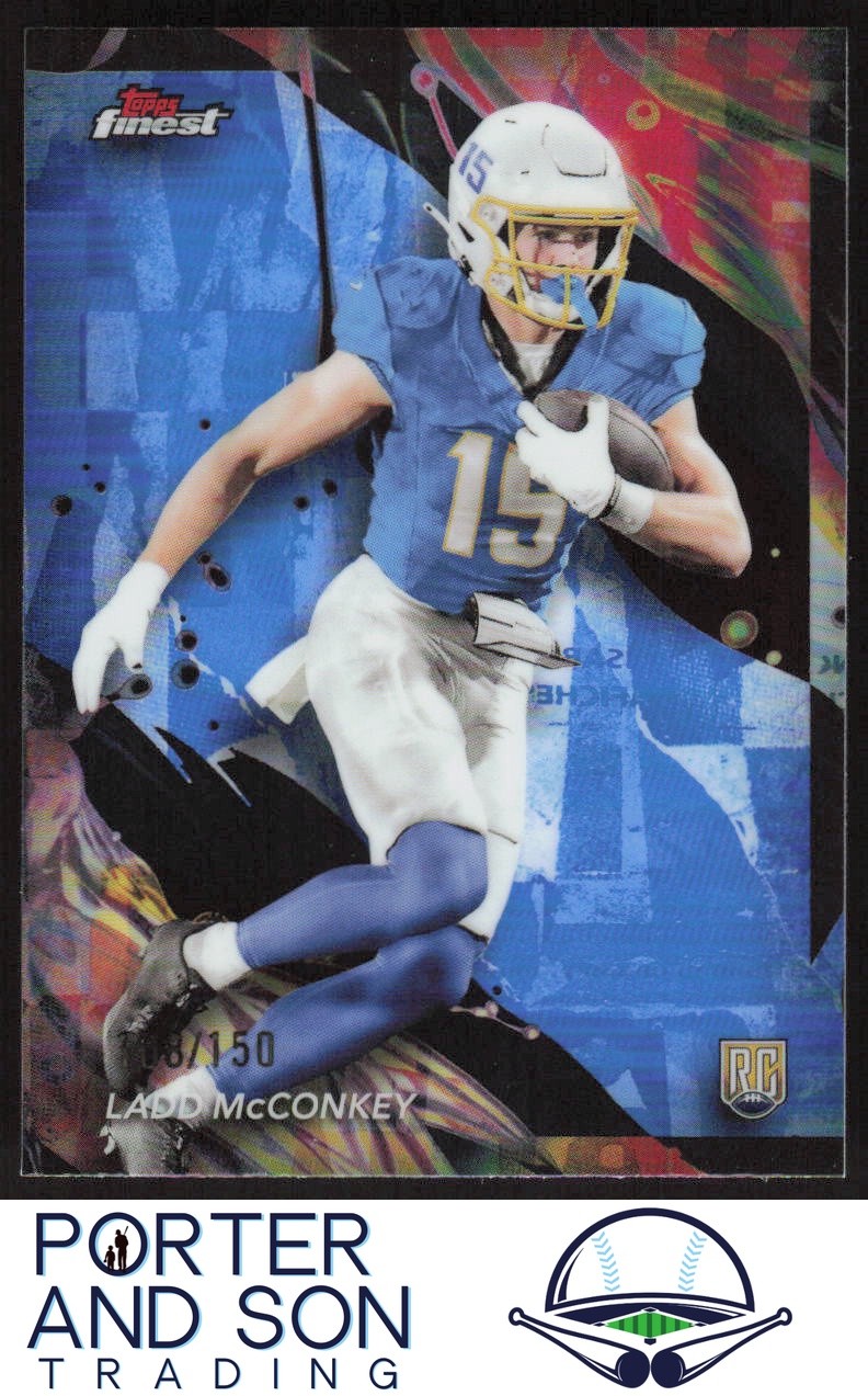 Ladd McConkey #/150 RC Blue Refractor 2024 Finest #186 Chargers Football Card