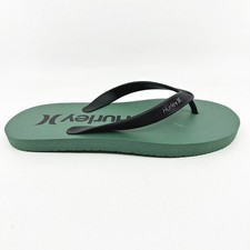 Hurley Mens Military Green Black Logo Flip Flop Pool Beach Sandals