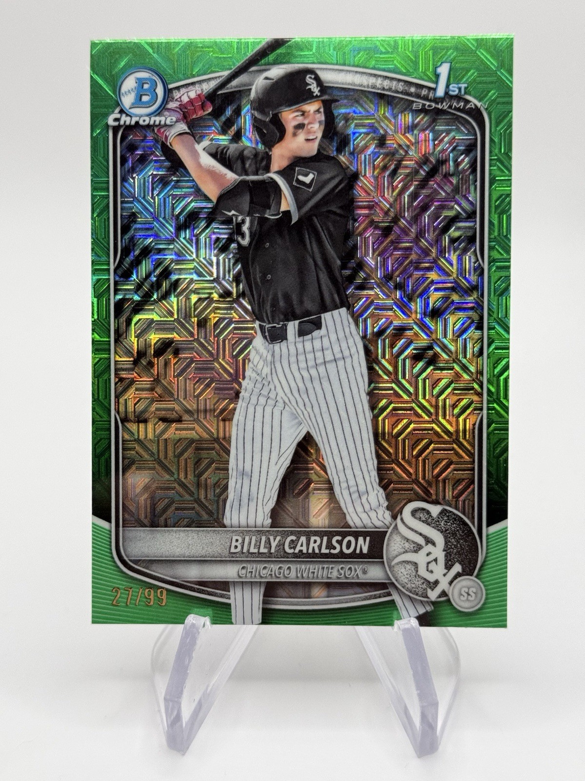 2025 Bowman Draft Billy Carlson 1ST  Bowman Green Mojo Refractor/99 White Sox ￼