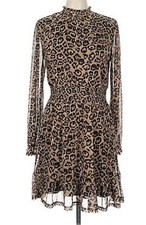 Alison Andrews Cheetah M Long Sleeve Tiered Dress Cottage Festival Boho Goth Y2K