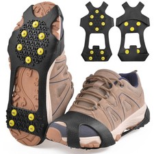 Ice Cleats Snow Traction Cleats, 10-Studs Walk Traction Cleats Crampons for W...