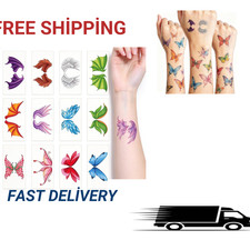 Kids Butterfly Fake Tattoos 12 Sheets Colorful Wing Art Set Temporary Body