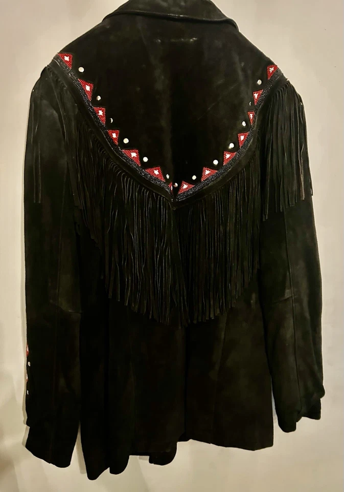 Chaqueta de gamuza con flecos y cuentas 3B West by Tansmith talla 3X Foto 2 de 4