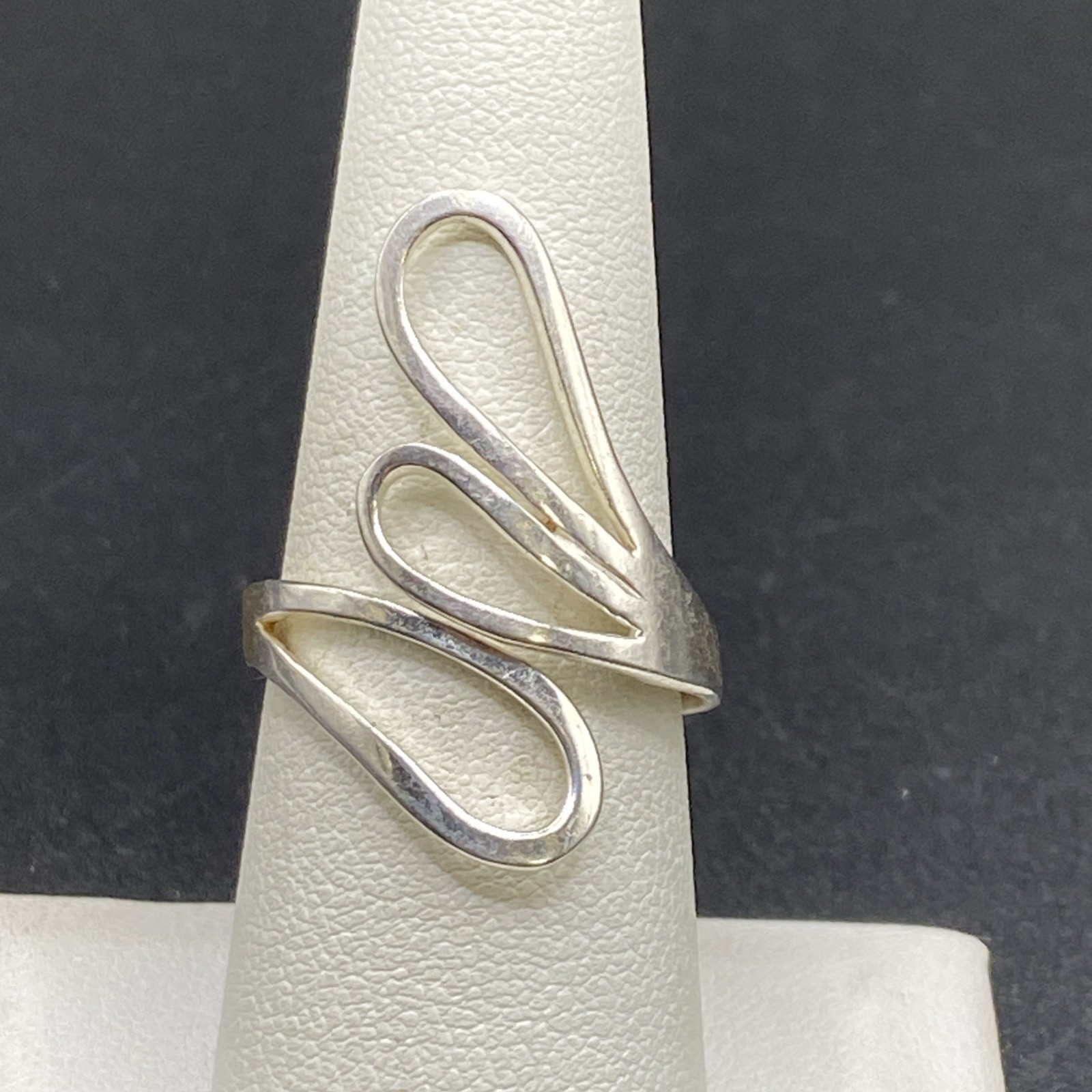 Sterling Silver Modernist Adjustable Ring - Size 8 - image 5