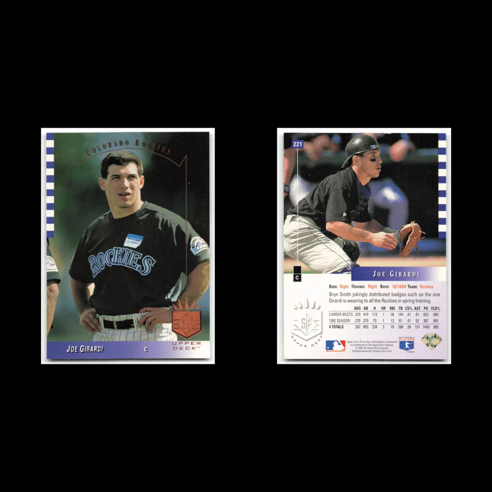 Joe Girardi #221 1993 SP Colorado Rockies Baseball Card MLB NM - Image 3 of 3