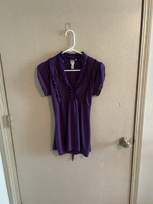 Y2K Purple Ruffle Tie Baby Babydoll Top Size Medium