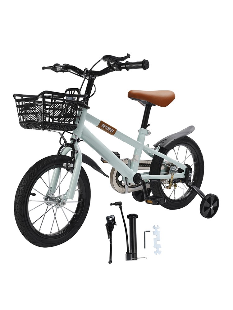 Toddlers Bike With Training Wheels Basket Kickstand Red #