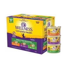 Wellness Complete Health Pate Variety Pack Adult Canned Wet Cat Food, Natural...