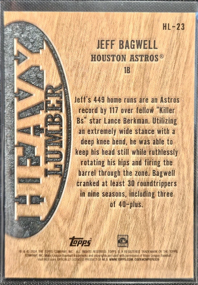 2024 Topps Heavy Lumber Jeff Bagwell #23 Astros Short Print SSP NM - Image 2 of 2
