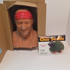 Chia Pet Willie Nelson Handmade Pottery Decorative Bust Planter Indoor 8in 2021