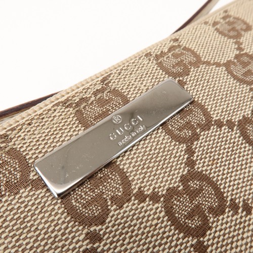 GUCCI Boat Bag GG Canvas Leather Pouch Hand Bag Beige Brown 07198 Auth Used F/S - Picture 15 of 22
