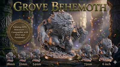 Behemoth Miniature Grove Beast DND Monster RPG Figure Pathfinder Resin 32mm 75mm