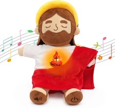 Soothing Jesus Plush Toys with Light Sound, 15" Stuffed Brown