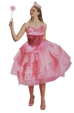 Disguise Womens L (12/14) Glinda Wicked Pink Dress Deluxe Halloween Costume