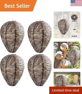 Hanging Wasp Nests for Eaves, Terraces & Balconies - 4 Pack - Great Gift