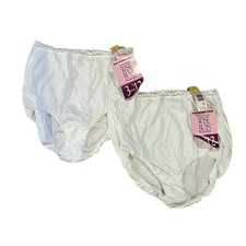 2 Pairs NOS Vtg Maidenform Wise Buys Cotton Panties Lace Sz 7 White