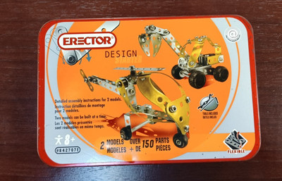 2004 Erector Design Set Over 150 Pieces 2 Models Metal Box 842707E