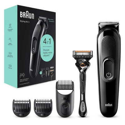 Rasoir Récupérable Barbe Cheveux Braun SK3300 4EN1 + GILLETTE FUSION5 PROGLIDE - Photo 1/4