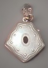 Vintage Unique Deco Sterling Silver AWESOME CHAIN LOCKET AMETHYST CAB STONE LOOK — photo 2