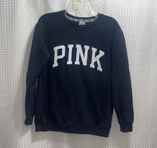 Victoria s Secret PINK Logo Crewneck Sweatshirt XS Black