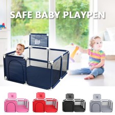 Foldable Kid Baby Playpen Fence Safety Center Play Yard Oxford Basketball Hoop