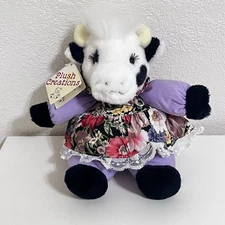 Vintage Plush Creations Ruffles Cow Stuffed Animal Plush 9" #1807 w/ TAG 1991